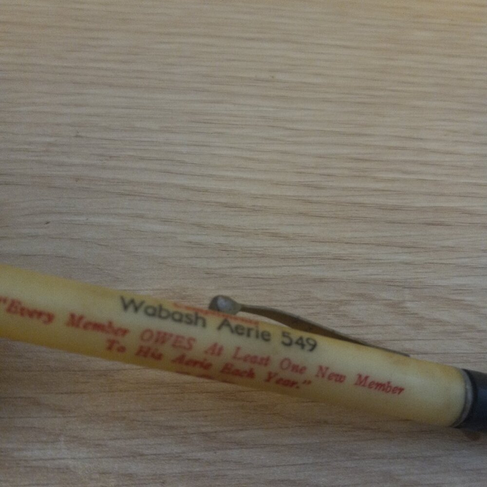 Vintage Advertising Pencil Mechanical FOE Eagles Aerie 549 Wabash Indiana
